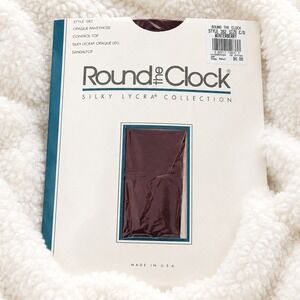 NWT Round The Clock Opaque Pantyhose C D Winterberry‎ Purple USA Vintage